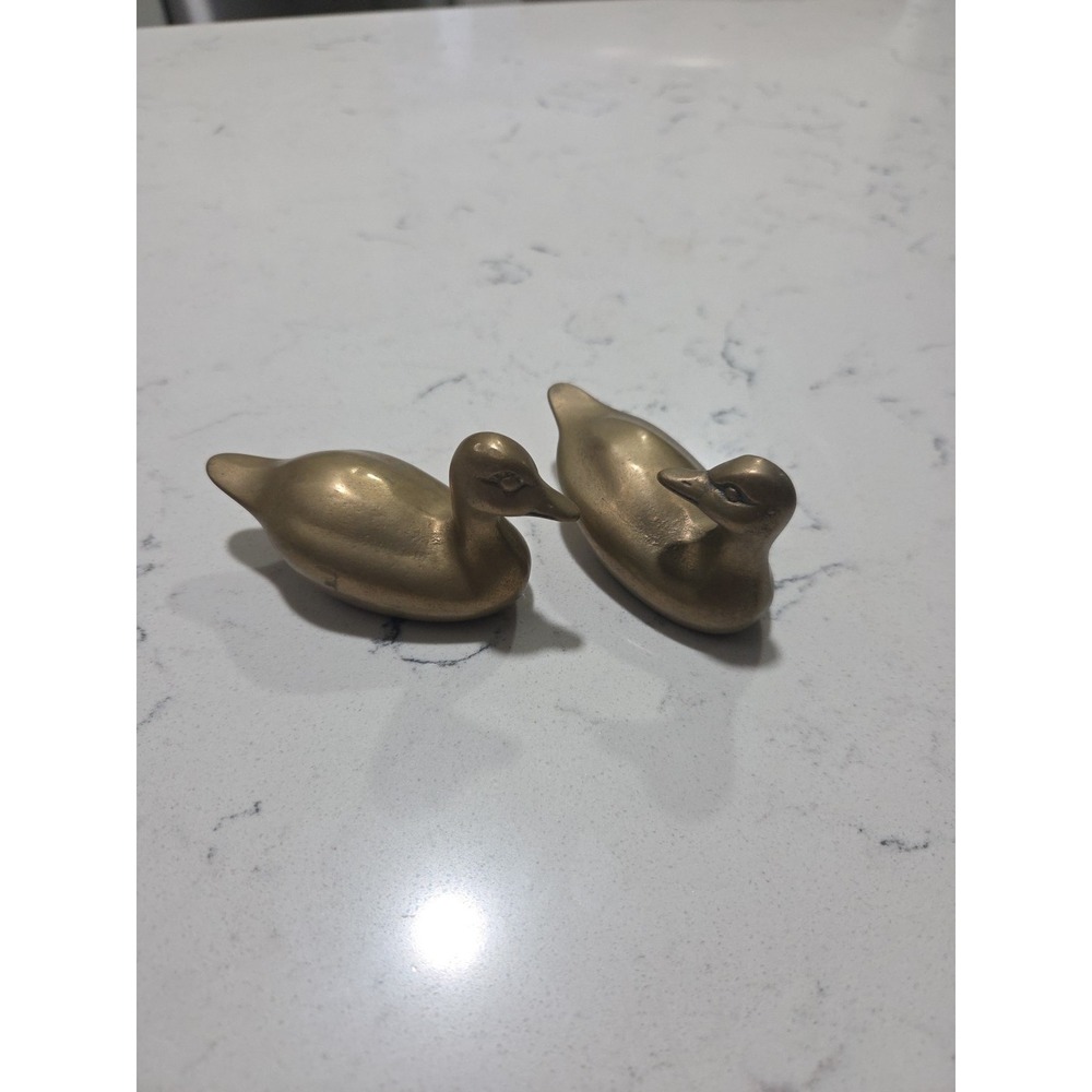 Brass Duck Figurines Paperweight 2 Small